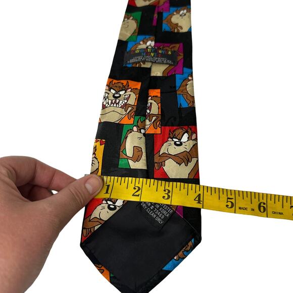 Vintage '93 Looney Tunes Mania Tasmanian Devil Cartoon Character Mens Neck Tie - Picture 8 of 8